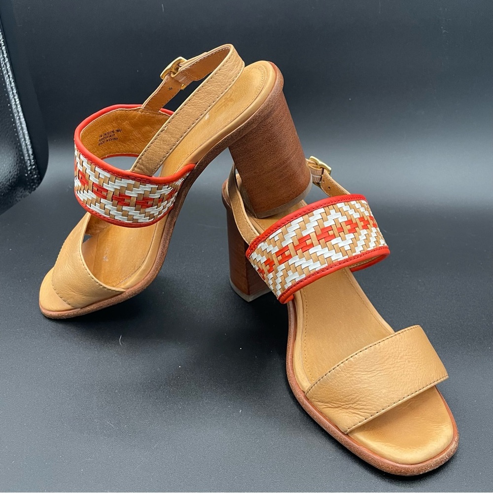 Frye Amy woven sandal, size 7 Boho stacked heel